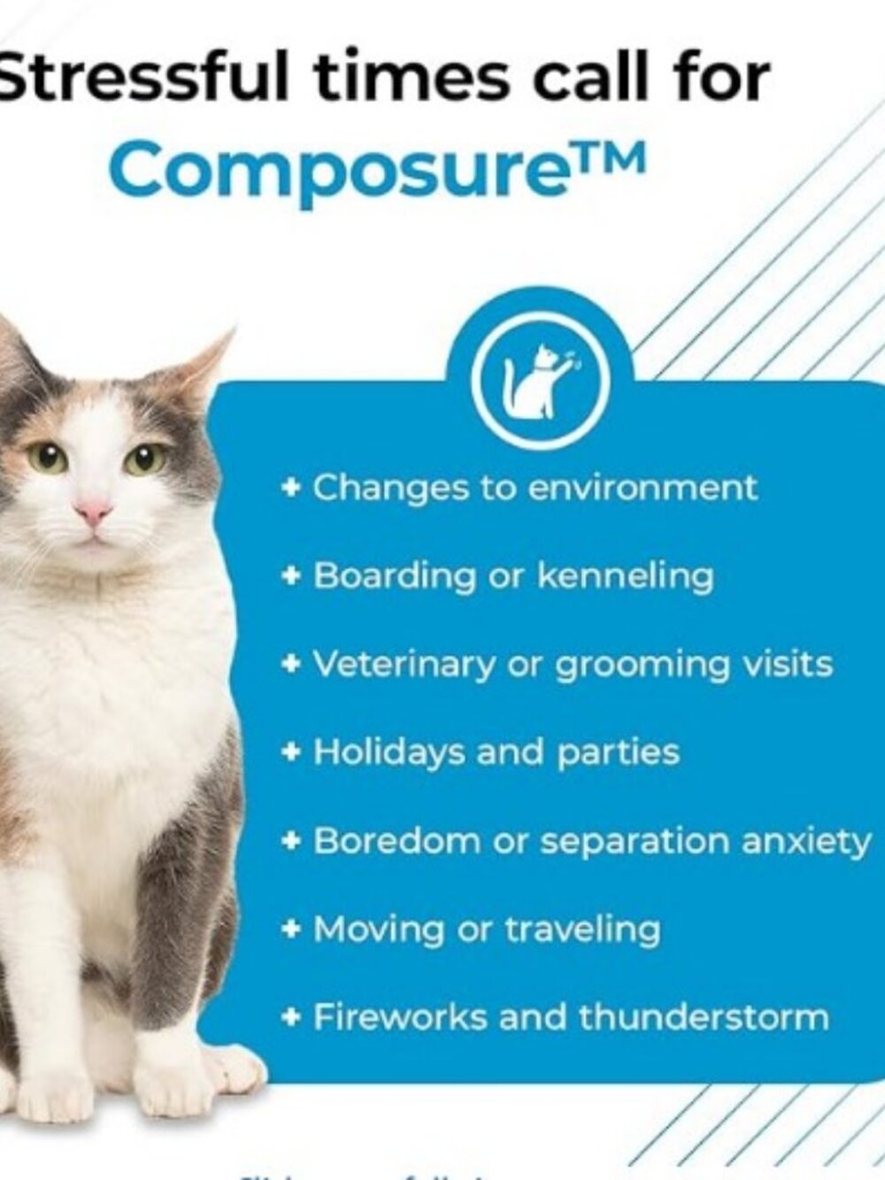 VetriScience Composure Cat Calming for Stressed Cats 2 pk - Picture 3 of 5